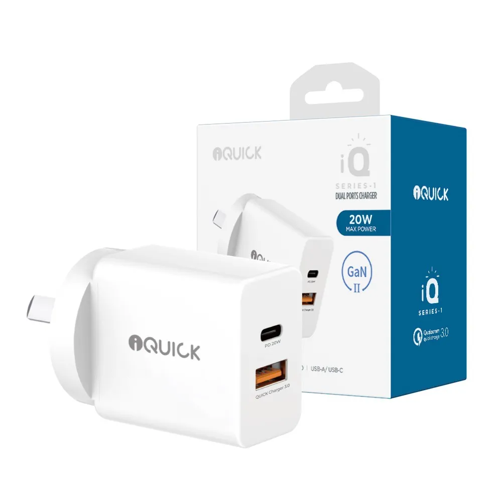 iQuick 20W PD3.0+QC3.0 Dual Ports Charging Adapter