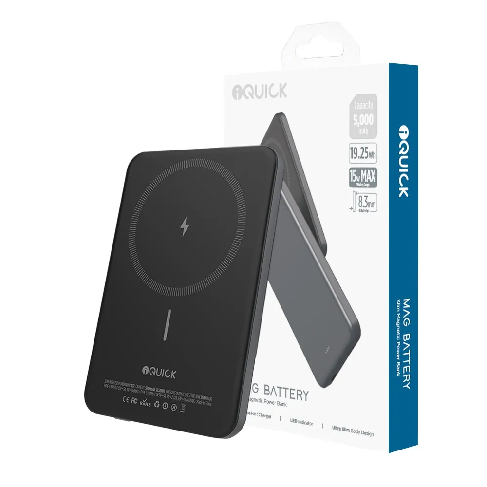 iQuick Magnetic Wireless Fast Charge Power Bank 5,000mAh 15W