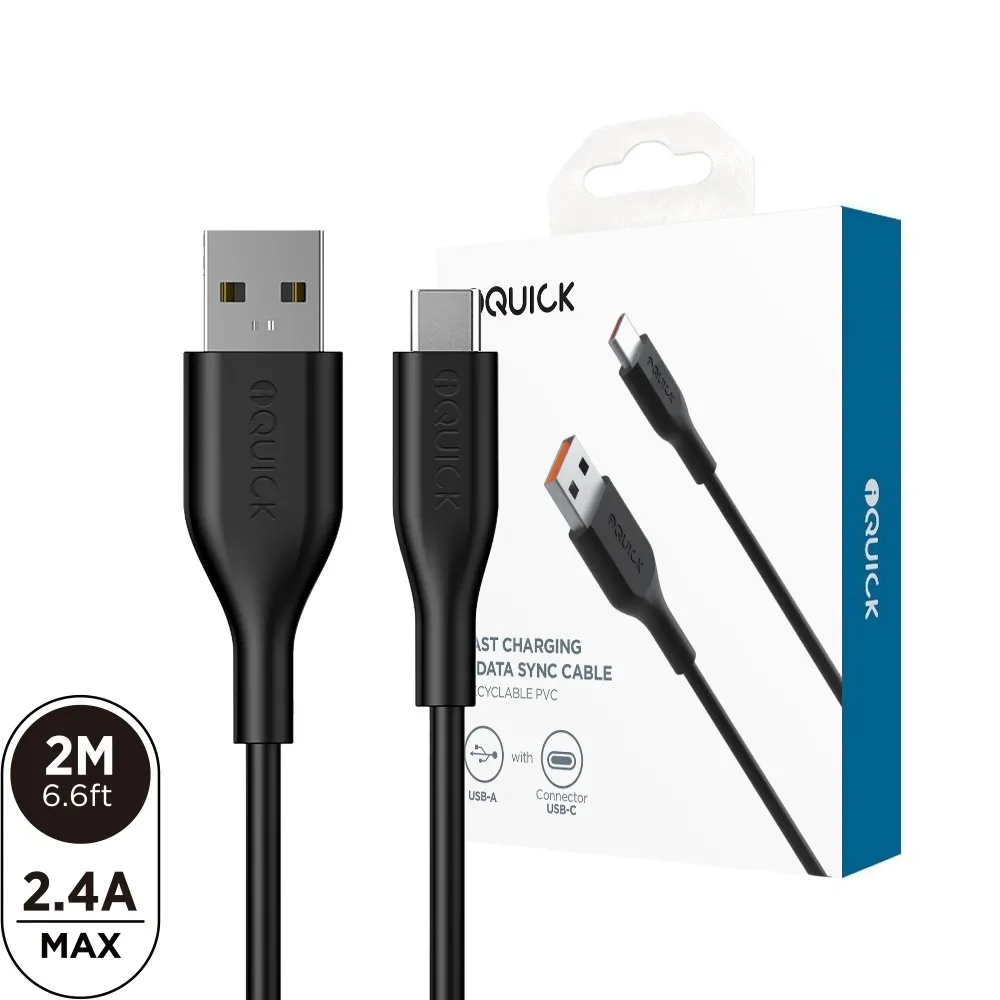 iQuick USB-A to USB-C Fast Charging Cable 2M (Black)