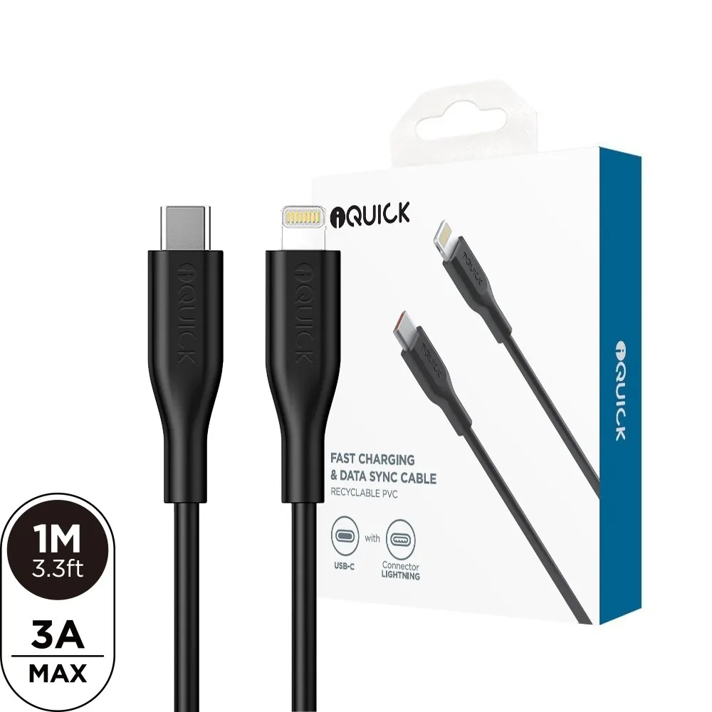 iQuick USB-C to Lightning Fast Charging Cable 1M (Black)