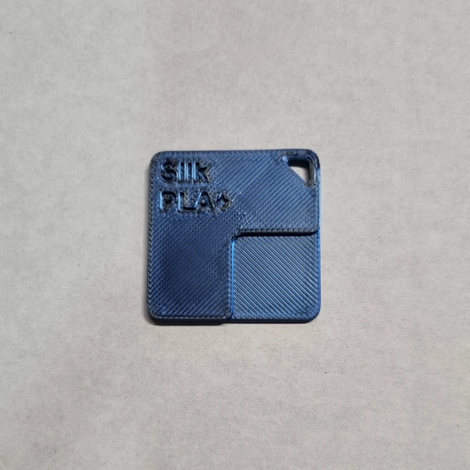 Silk PLA Black & Blue - 3D Print Sample Tile