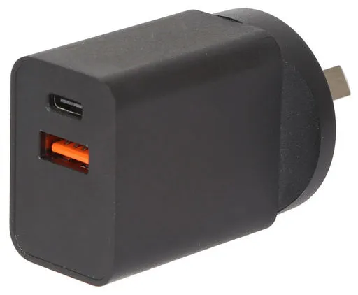 30W  USB-A / USB-C Charging Brick - Black