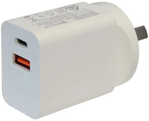 30W  USB-A / USB-C Charging Brick - White